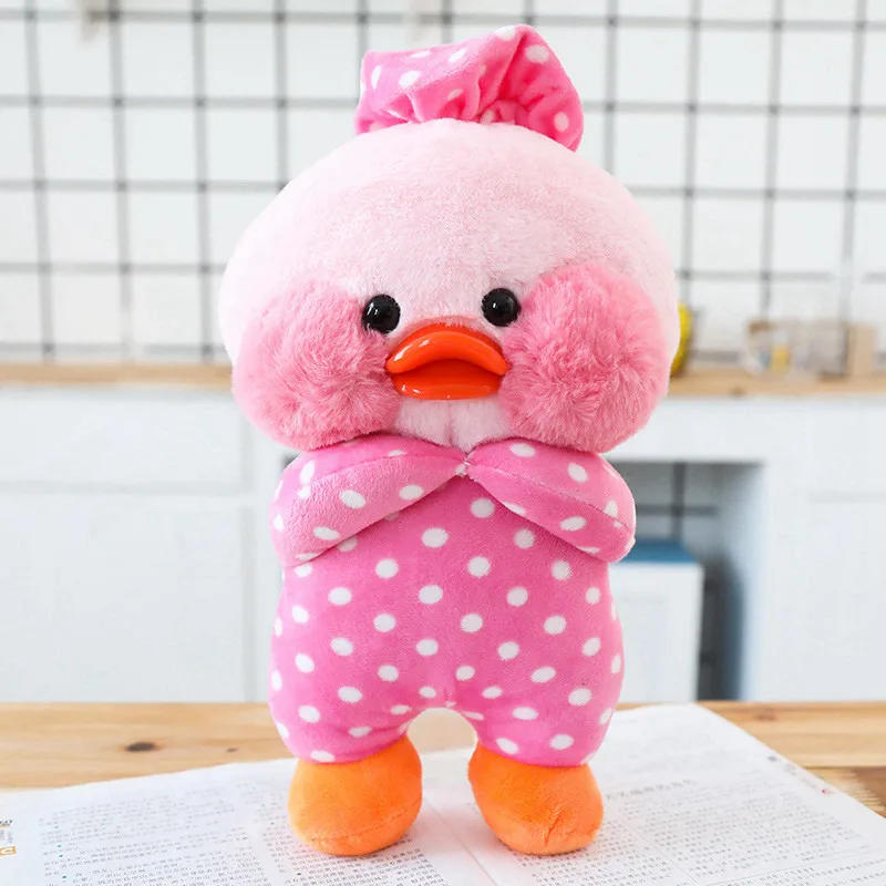 Pink wave point 28 см LaLafanfan Kawaii кафе Mimi желтый утенок плюшевая игрушка милые мягкие куклы ролевые Тоторо игрушки "Свинка" подарок на день рождения для детей - Цвет: Pink wave point