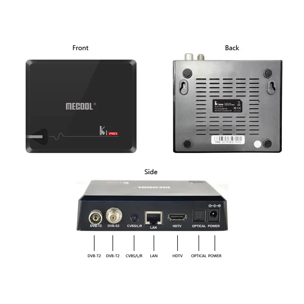 K1 PRO Android TV Box DVB-S2 DVB-T2 Amlogic S905D четырехъядерный процессор 2 Гб DDR4 16 Flash 4G + 5G WiFi 4K Netflix |