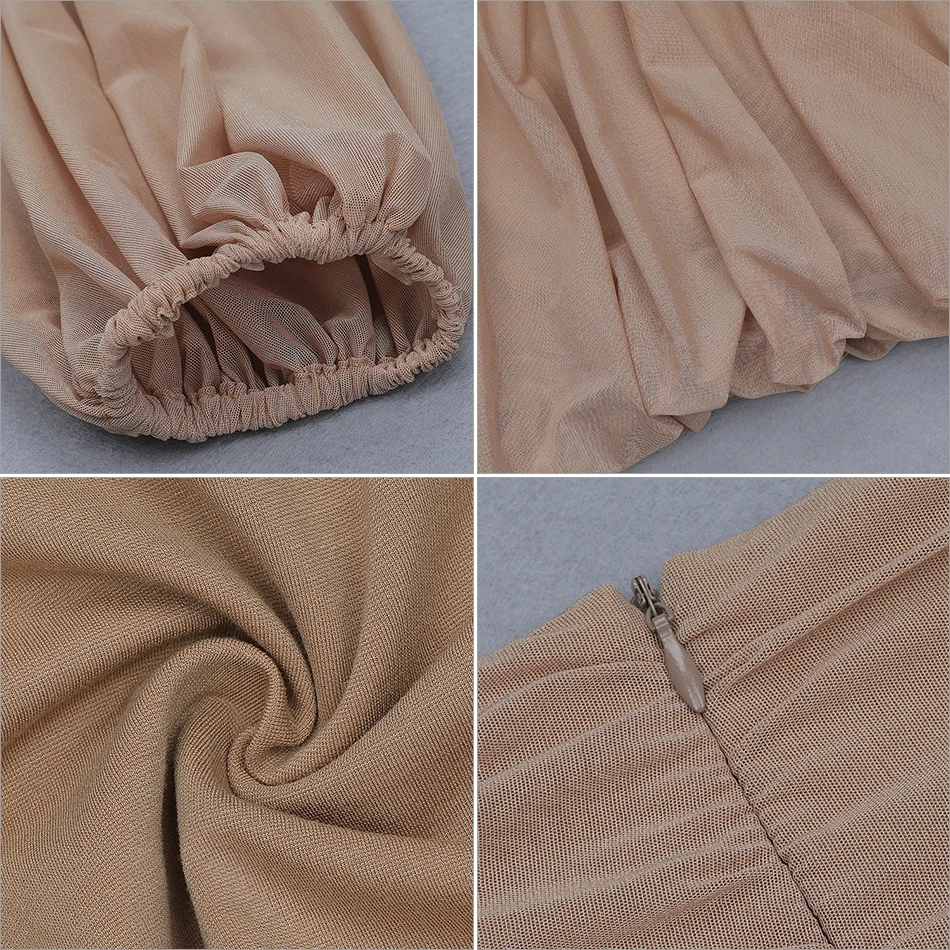 

2 piece nude long sleeve 2019 new fold high quality pants party bodycon suits