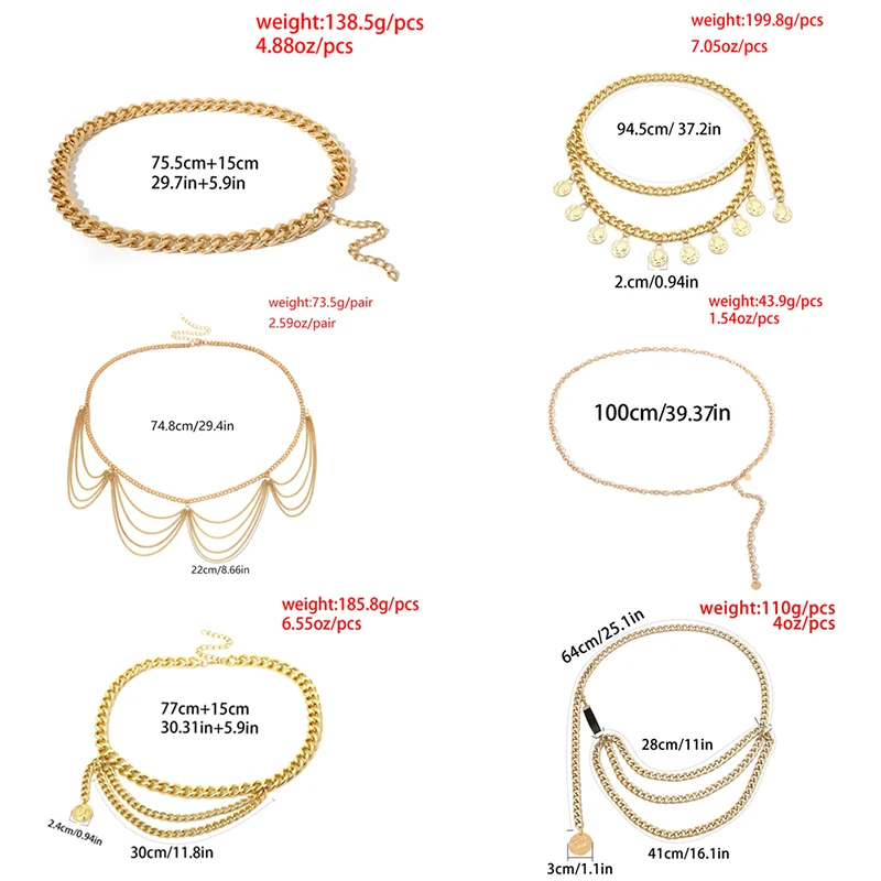 

Sexy Metal Chains Vintage Belt High Waists Hip Coin Charm Waistband Body Belly Chain SilverFor Women