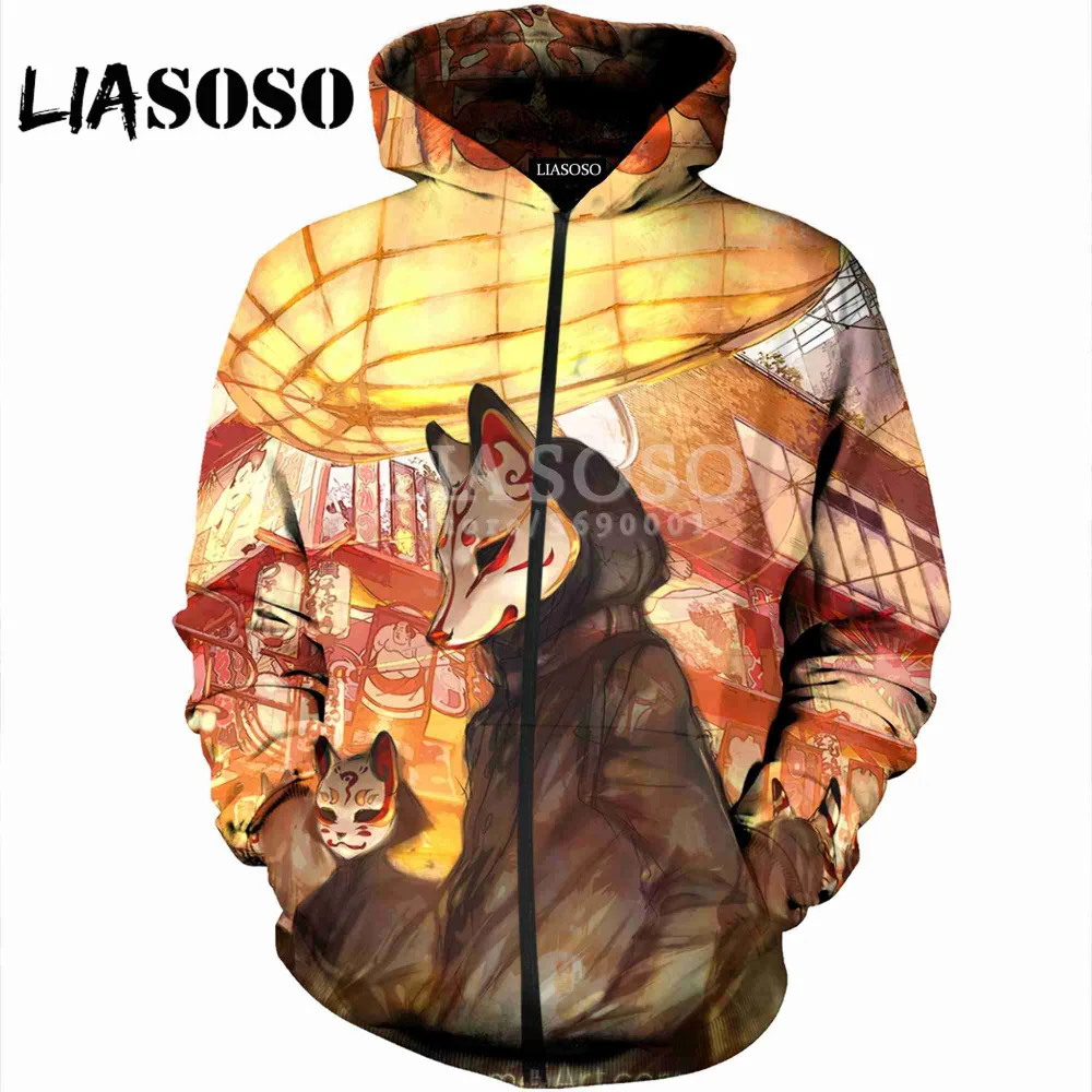 LIASOSO новинка 2018 женские и мужские толстовки с капюшоном 3D принтом аниме
