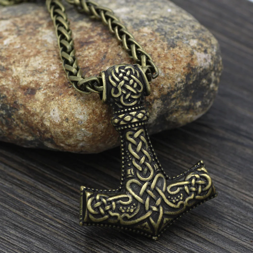 Youe Shone мужское ожерелье с подвеской из Молот Мьёльнир Норс Бог Викинг один волк