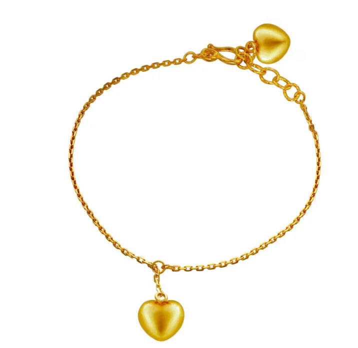 

Чистый твердый 24K желтый золотой браслет сердце 3,67g