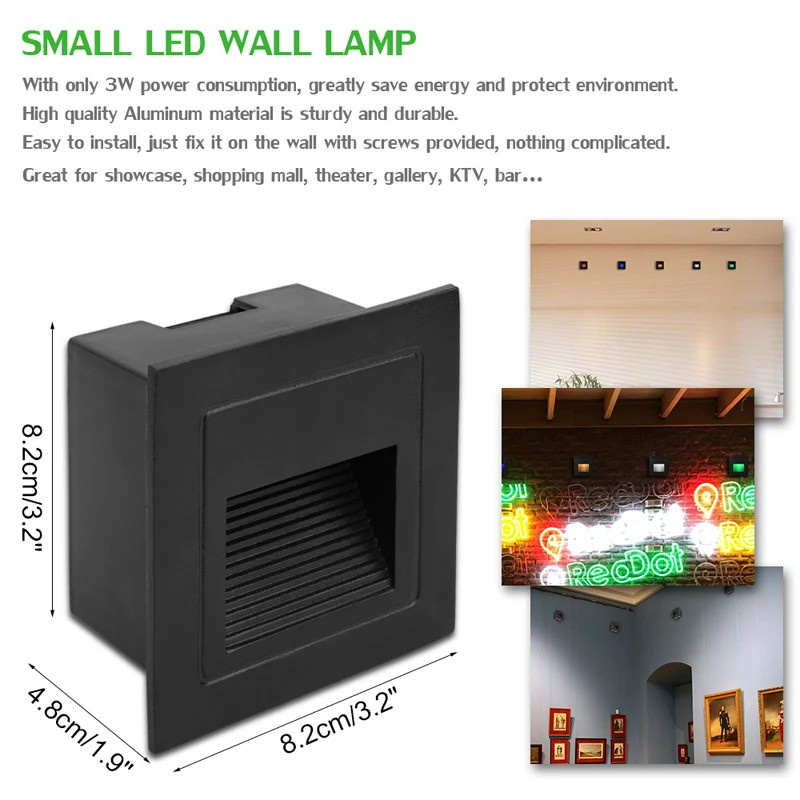 Настенный светильник в современном стиле для лестниц маленький Квадратный