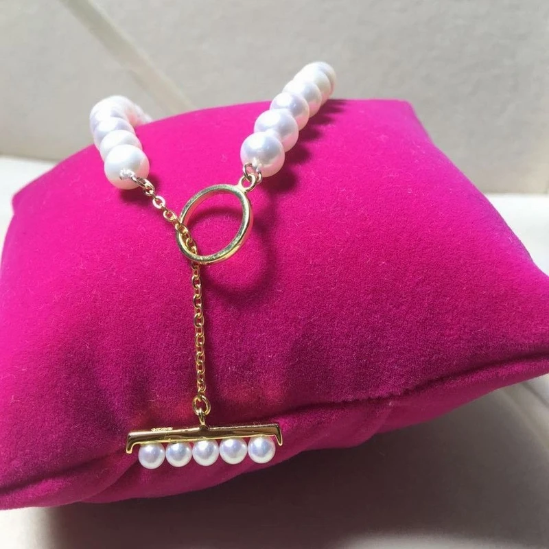 Женский браслет с натуральным пресноводным жемчугом 6-7 мм | Украшения и