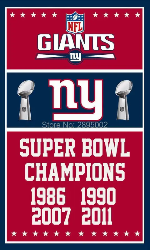 New York Giants Super Bowl Champions Man Cave Sports Banner Basketball Flag Custom Hockey Baseball Football | Дом и сад