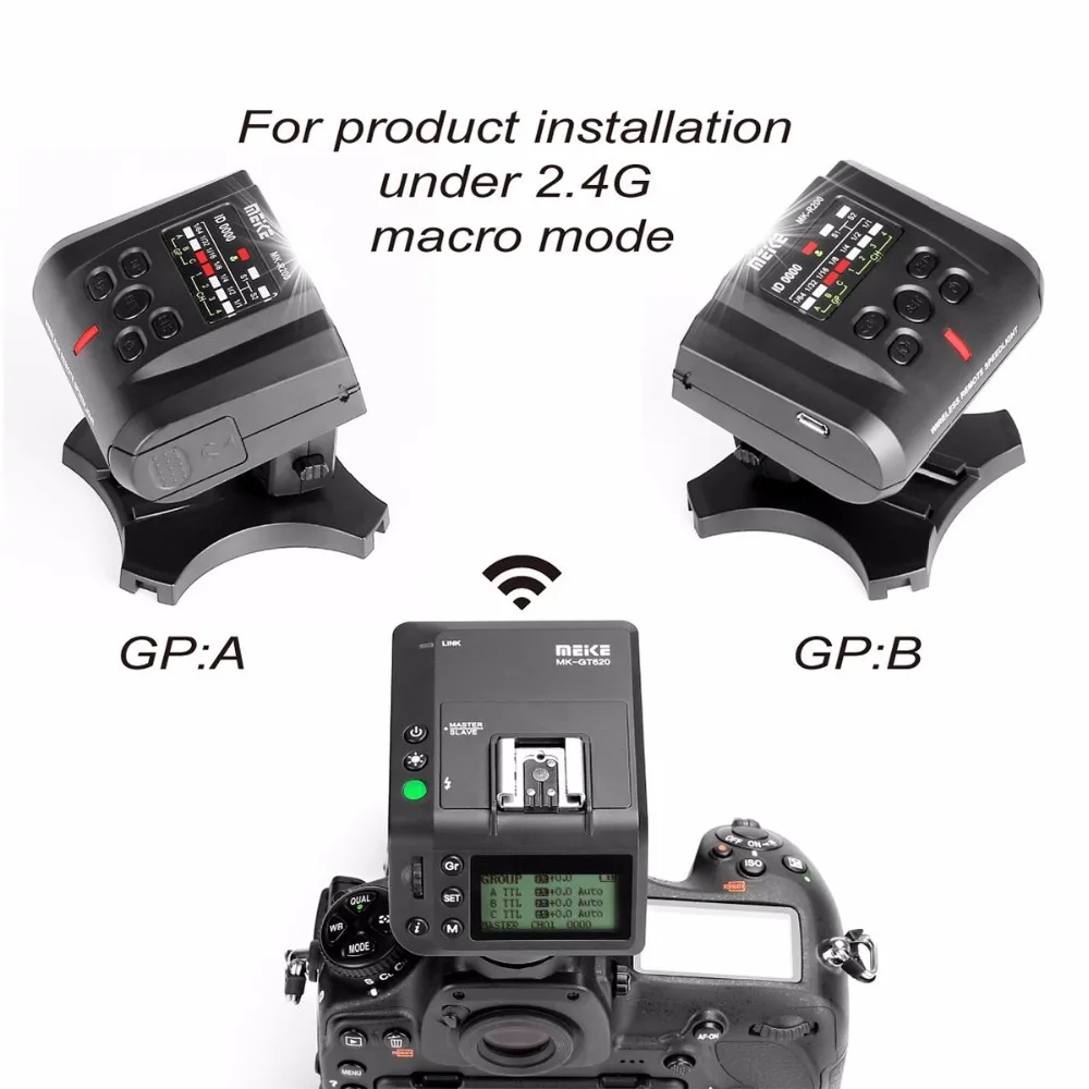 Meike MK-GT620 2.4GHz Wireless Hot Shoe Flash Trigger Kit Transmitter Receiver for Nikon D5300 D200 D7100 Digital SLR Cameras |