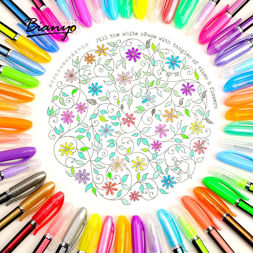 Bianyo милые Гелевые ручки для школы 36/48 Цвета Pen Set и офиса канцелярские шариковых