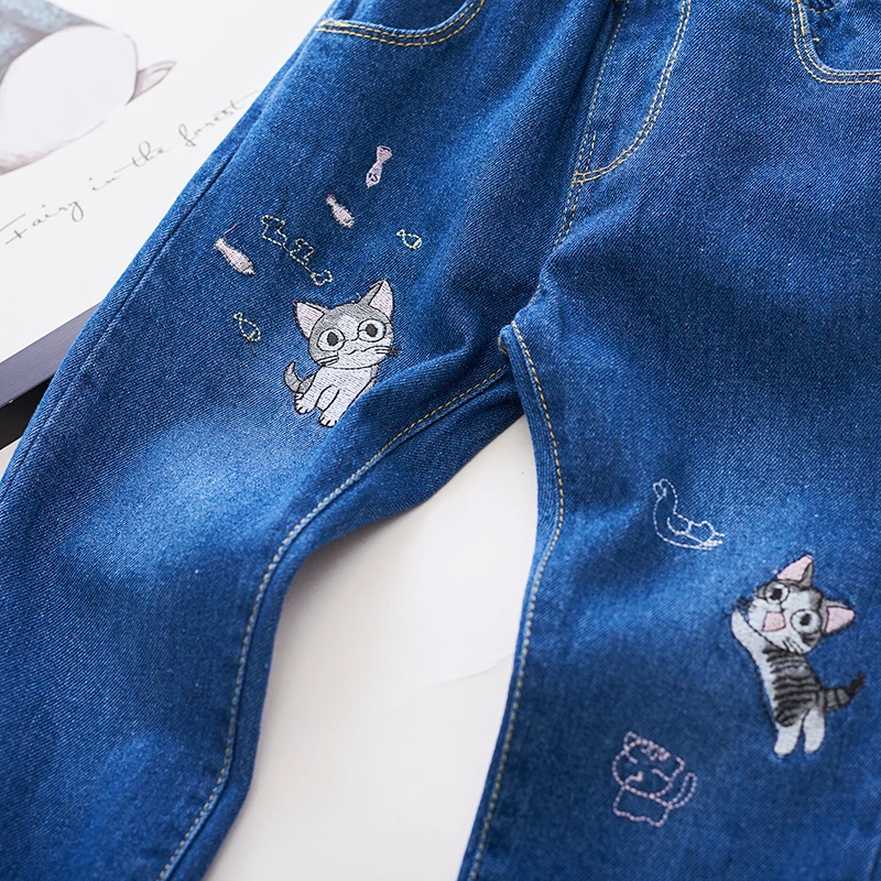 Детские джинсовые брюки с вышивкой на весну/осень | Мать и ребенок