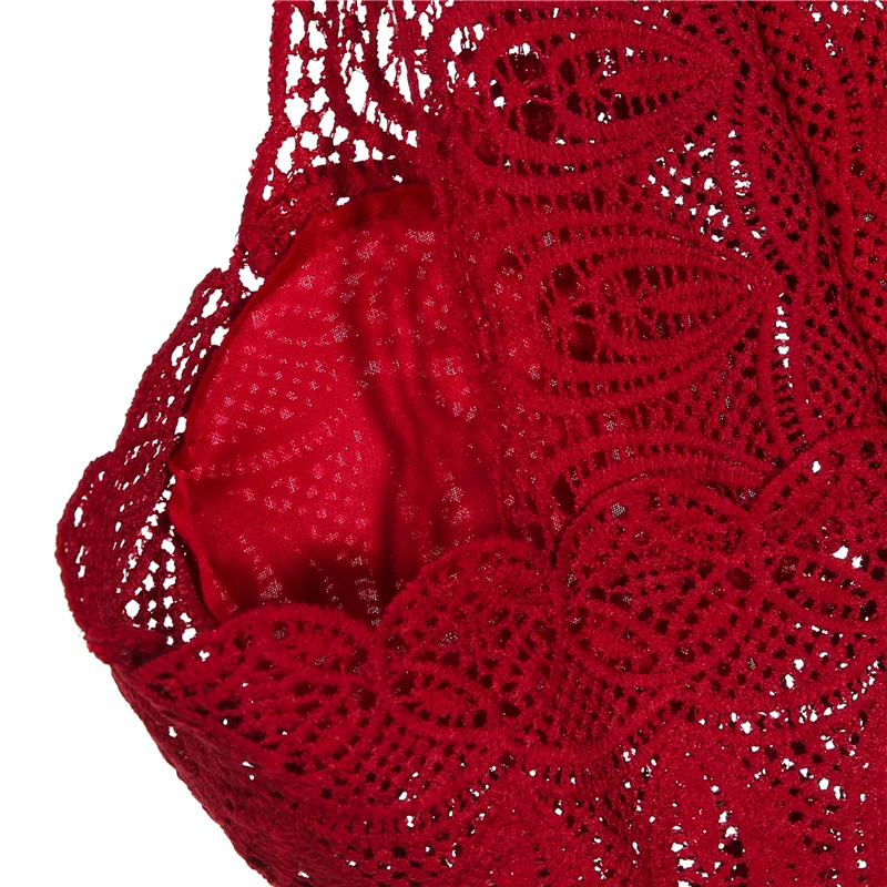 Женское кружевное платье длинное с лямкой на шее Пляжное белого винно Красного