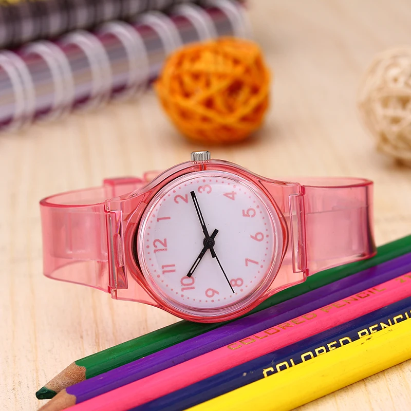 Часы Reloj Детские кварцевые простые прозрачные модные с силиконовым ремешком