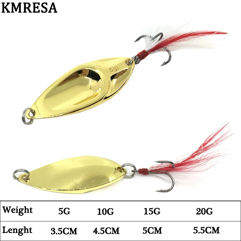 Фото Рыболовная блесна DD Spinner Ложка приманки, 5g, 10 г, 1, 5g, 20 г, Золотая/серебряная, жесткая, блестящая, шумовая, блестящая, металлическая №2