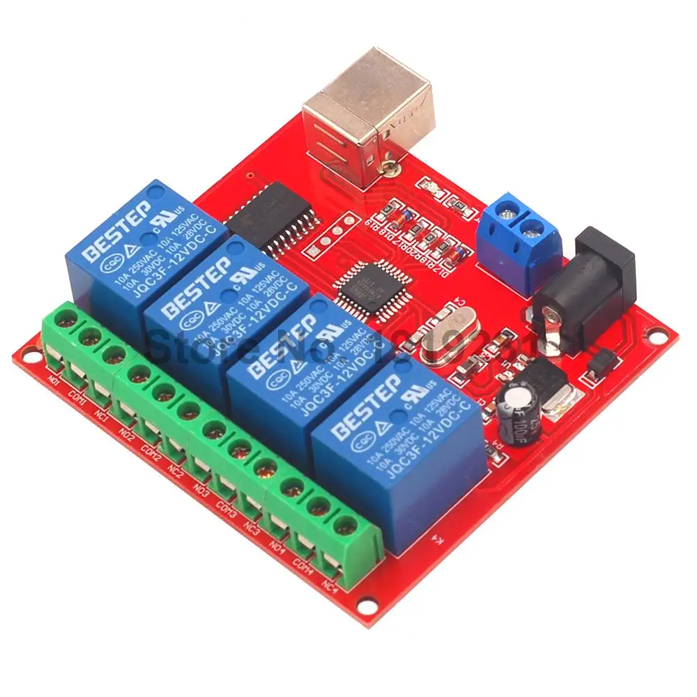 4 канальный DC 12 V USB компьютера Управление переключатель приводное реле Модуль PC