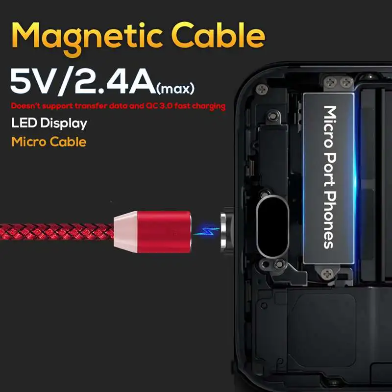 Магнитный USB кабель для iphone 7 X XR 360 градусов Круглый Магнитный зарядный шнур для huawei Honor 10 8C 8X Max 7S Y5 Prime Ascend XT2