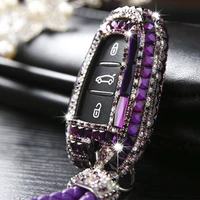 luxury diamond bling car key case cover key shell for peugeot 2008 3008 4008 for citroen c4 c5 smart key accessories