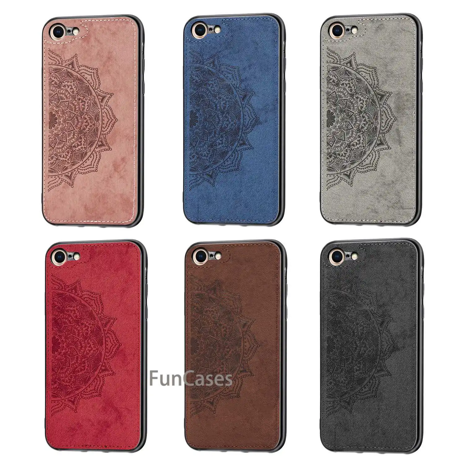 Роскошный тканевый текстурный 3D рельефный Мандала чехол для iPhone 7 8 Премиум