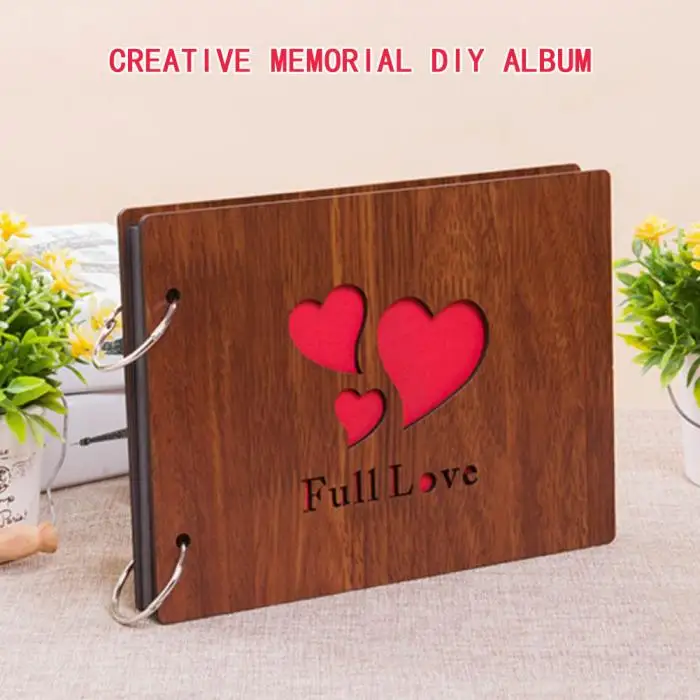 Photo Albums Wood Cover Albums Handmade Loose-leaf Pasted Photo Album Personalized Album 899