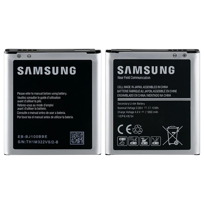 Оригинальный аккумулятор samsung для Galaxy J1 (2015 версия) J100 J100F J100H J100FN J100M J100D EB BJ100BBE 1850
