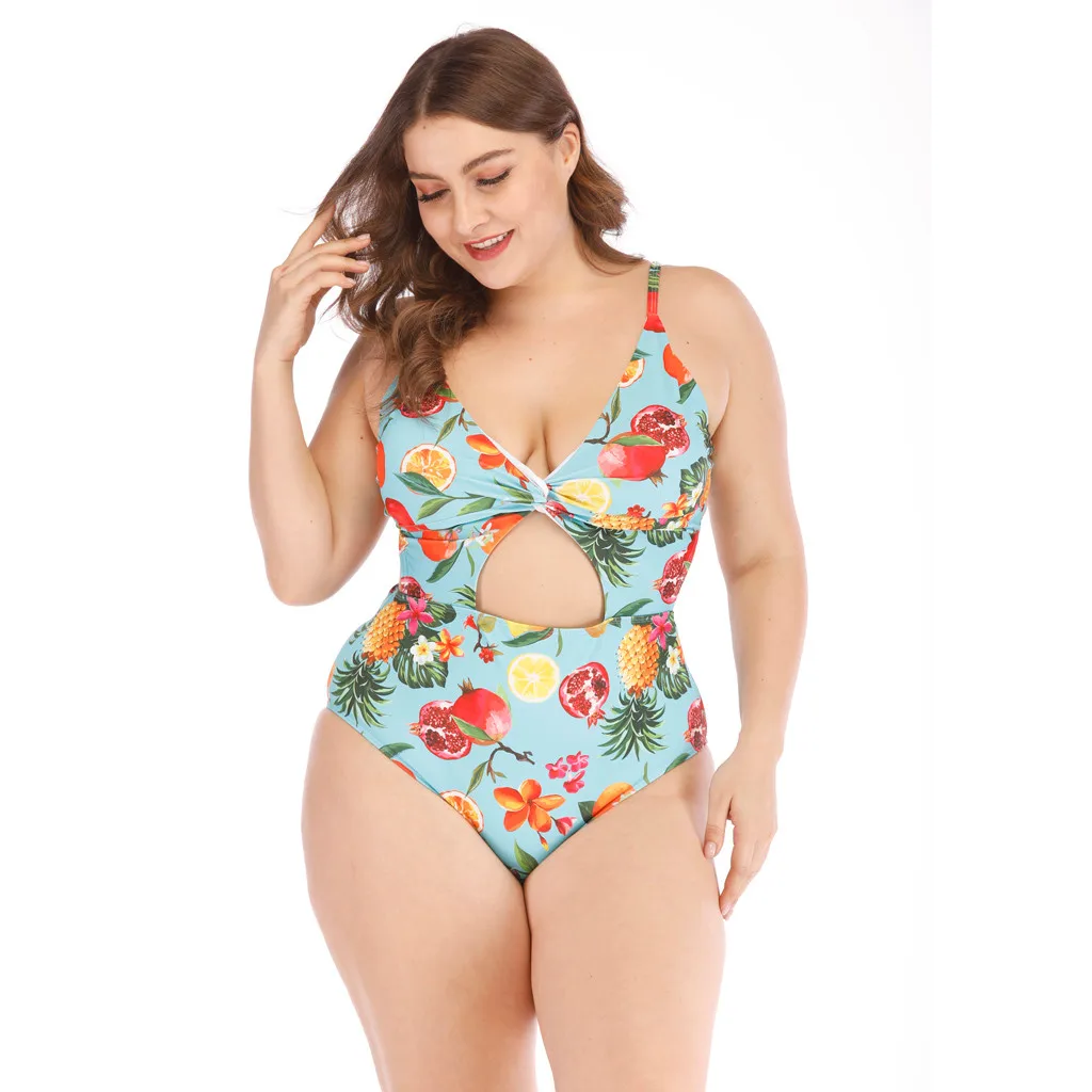 Женский купальник с высокой талией maillot de bain фруктовым принтом пуш ап цельное