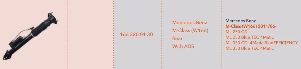 Высокое качество воздушный амортизатор стойка для «мерседеса» Benz W166 ML250 ML350 сзади с Адаптивная подвеска воздушная амортизатор 1663200130