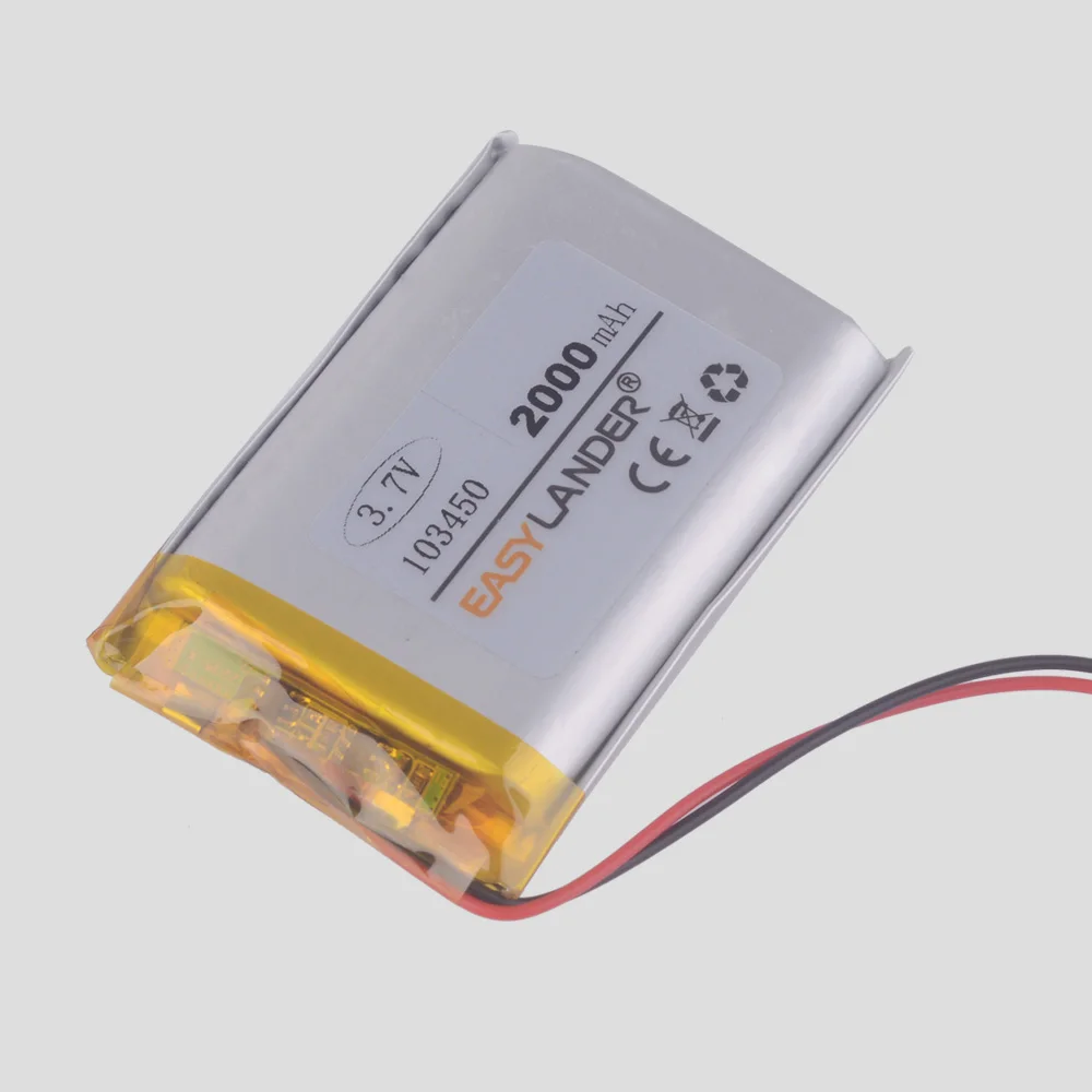 3 7 в 2000 мАч литий-полимерные LiPo аккумуляторы 103450 для Mp3 gps psp Bluetooth динамик внешний