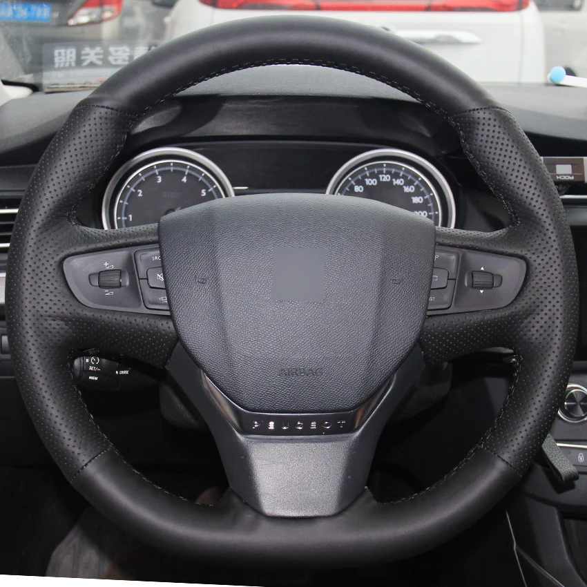 Черный PU искусственная кожа чехол на руль для Citroen C3 C3-XR- C4- peugeot 408- Traveller