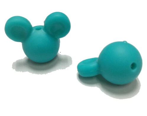 lake blue 20 шт./лот мультфильм Микки свободные силиконовые бусины BPA Бесплатный силиконовый Прорезыватель для зубов из бусин DIY животных Прорезыватель бусины пищевого класса ожерелье игрушки - Цвет: lake blue
