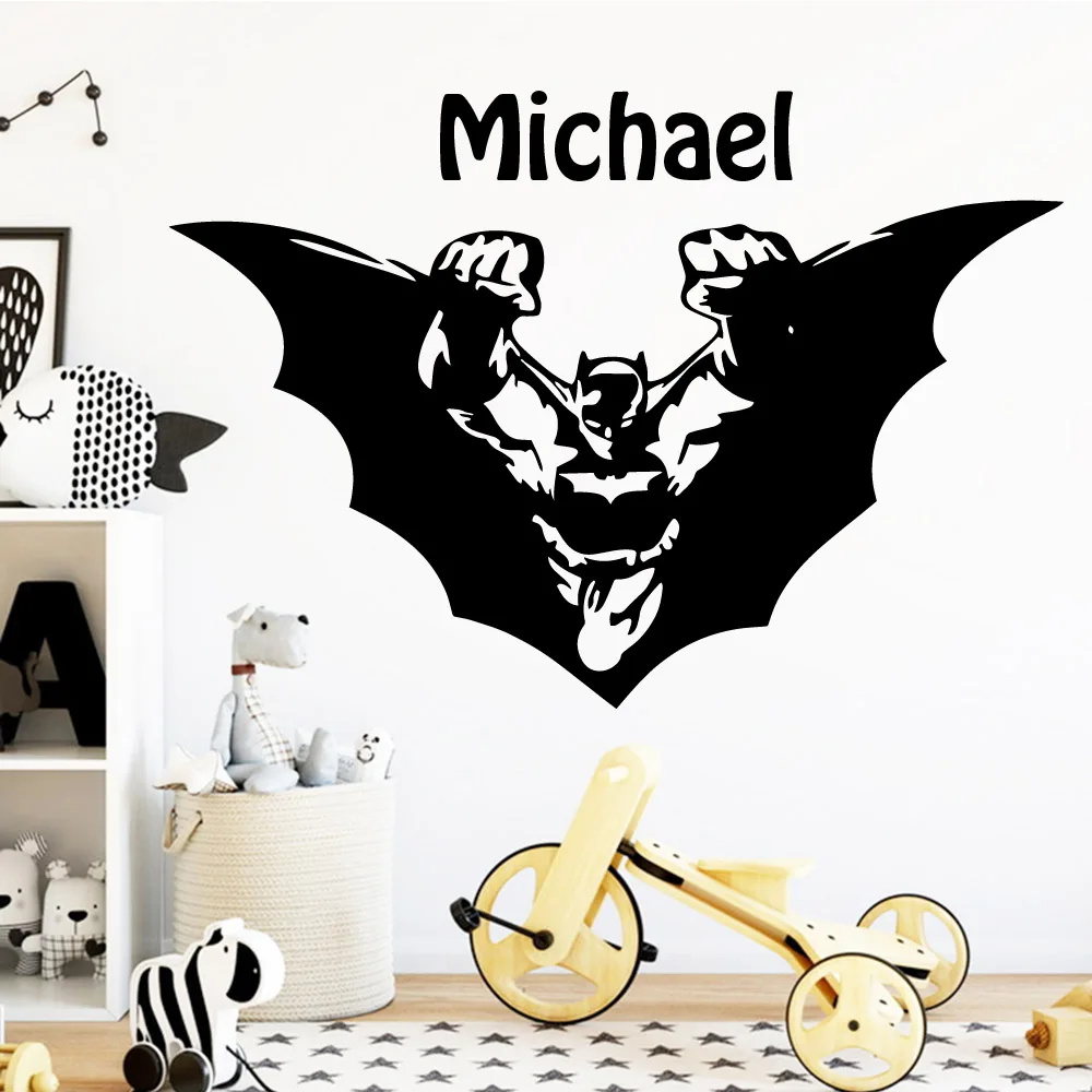 Персональное имя Бэтмен супергерой для мальчиков украшения детской комнаты