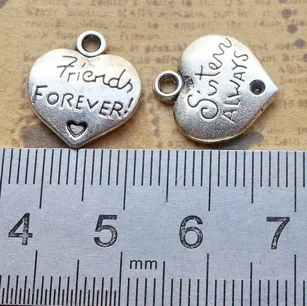 40 шт. подвески с надписью friend forever Sister и heart love античные серебряные 15 7*14 мм 1 5 г