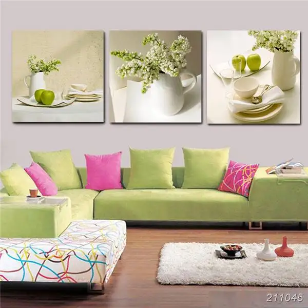 Для столовой и кухни комнатные декоративные картины 3 предмета натюрморт цветы