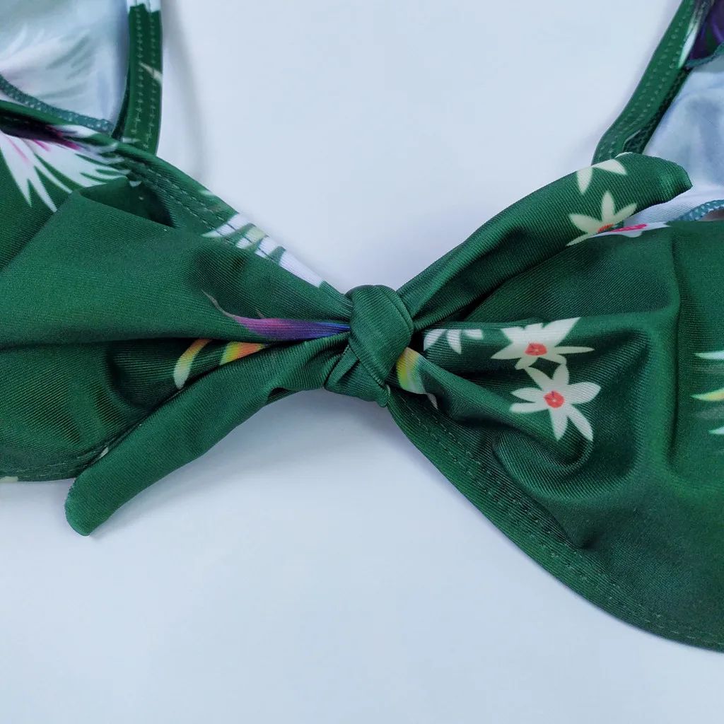 Женское бикини с высокой талией сексуальный купальник пуш-ап рюшами и принтом