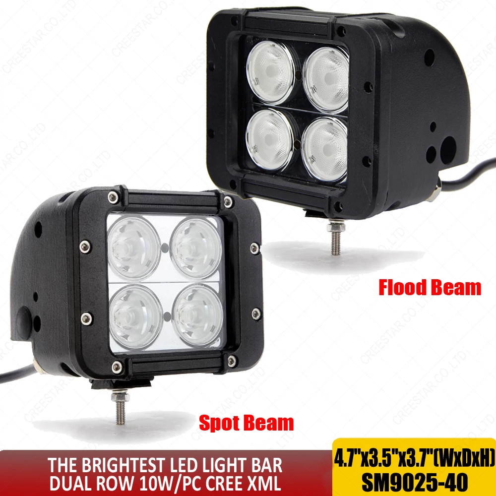 Super Brightest LED Light Bar 40W Off road work driving lights Narrow pencil Flood Beam with bottom bracket + DT Connector x2pcs |