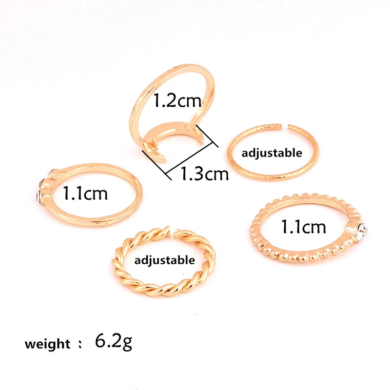 Женское кольцо с Луной корейское минималистичное сплавное 5 шт./лот 373349|rings 5pcs|thin