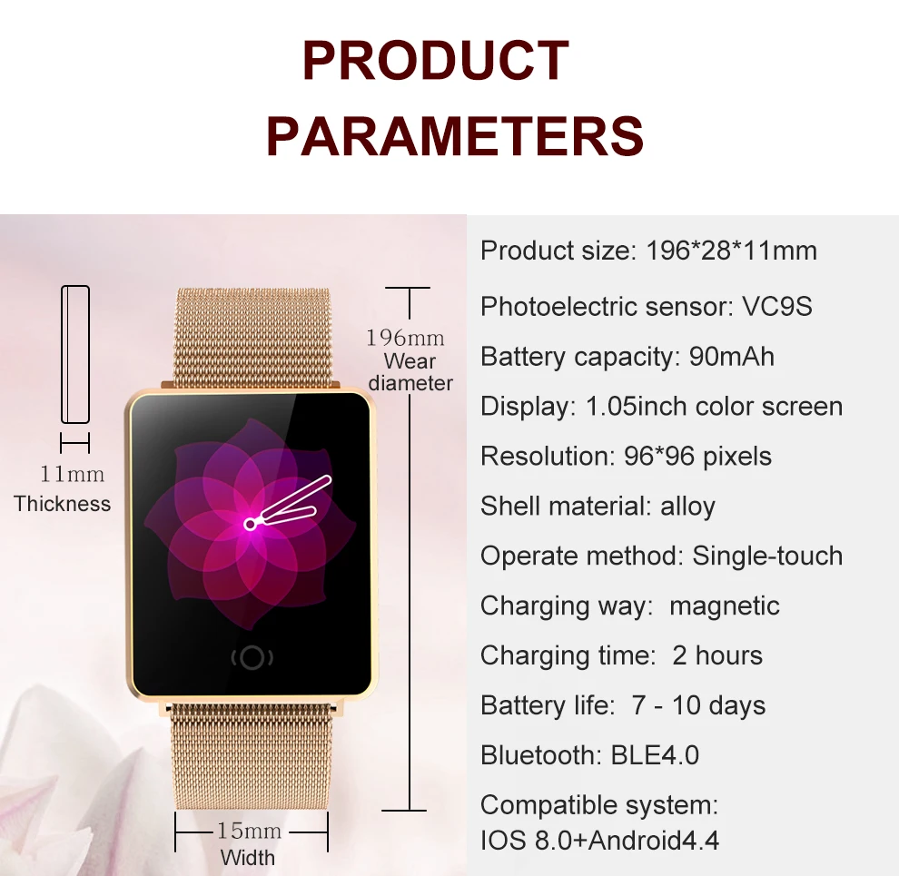 CK26 New Fashion Women Smart Watch waterproof Heart Rate Sports Smartwatch Fitness Tracker Bracelet Ladies Clock For IOS Android