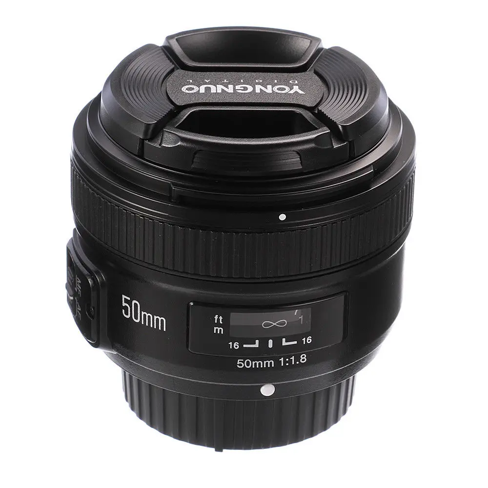 Светодиодная лампа для видеосъемки Yongnuo YN50mm F1.8 AF/MF Авто/ручная фокусировка объектива для Nikon D800 D750 D7200 D7100