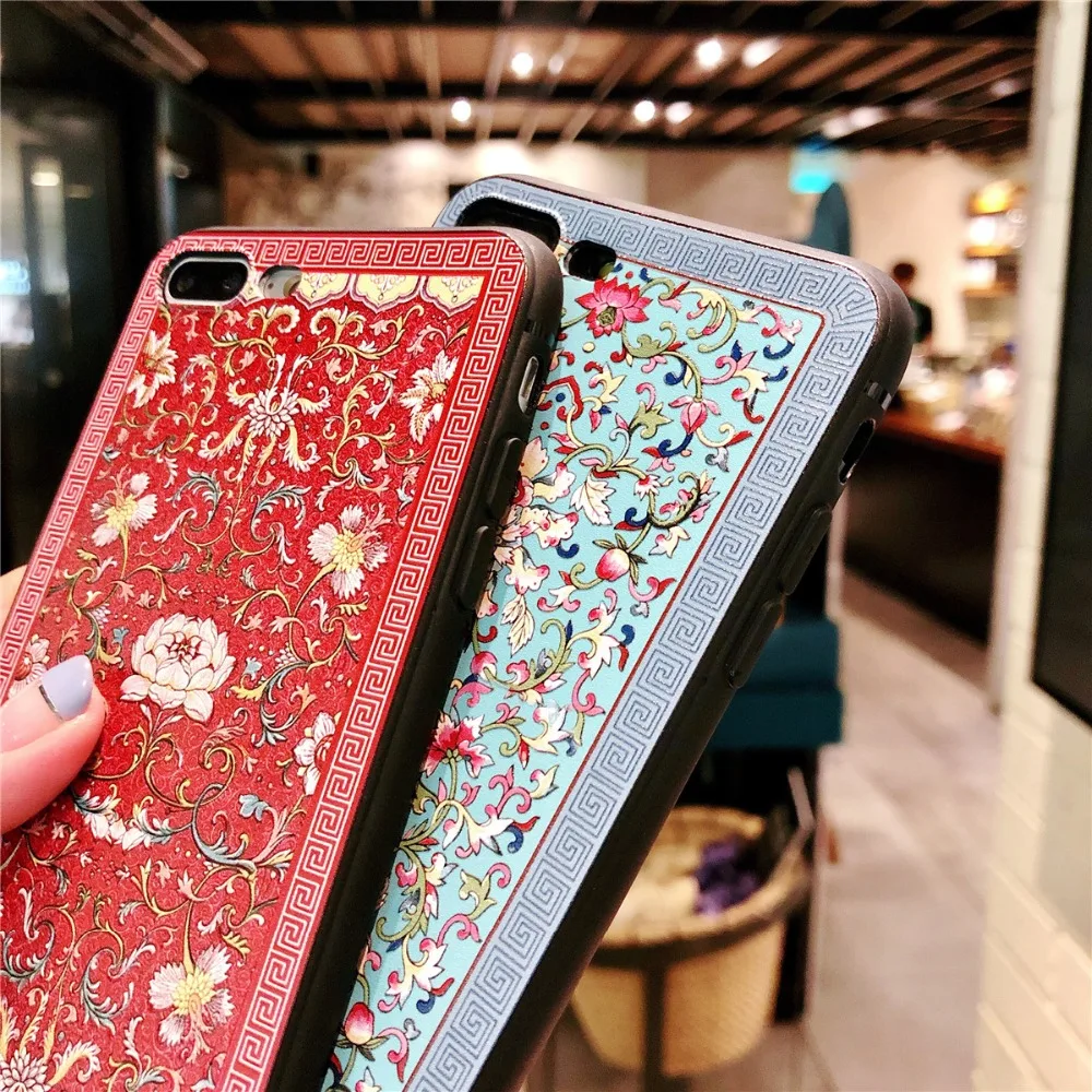 Для iPhone X XS Max XR 7 8 6 S рельеф Гун Тин чехол с изображением цветов и кожи для OPPO R15 R11s R9s