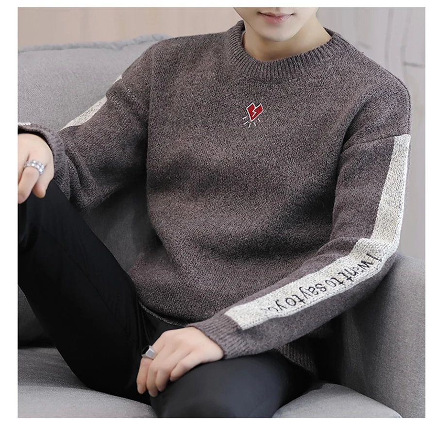 Черный свитер мужской осенне-зимний шерстяной толстый весенний городской