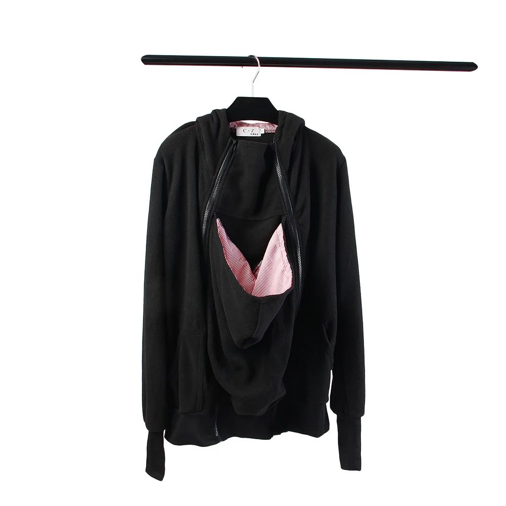 Теплая хлопковая одежда с длинным рукавом для беременных капюшоном кенгуру