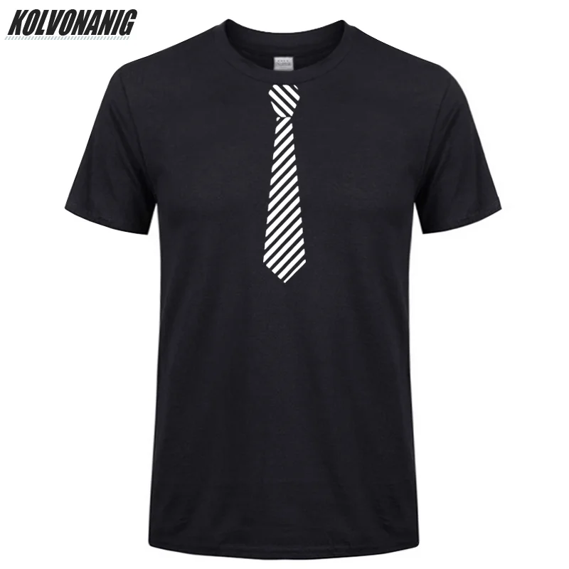 

Funny Fake Suit Tie Printed Men's T-Shirt Office Workers Tie Design T Shirts Pure Cotton Unisex Short-Sleeve Streetwear Top Tees