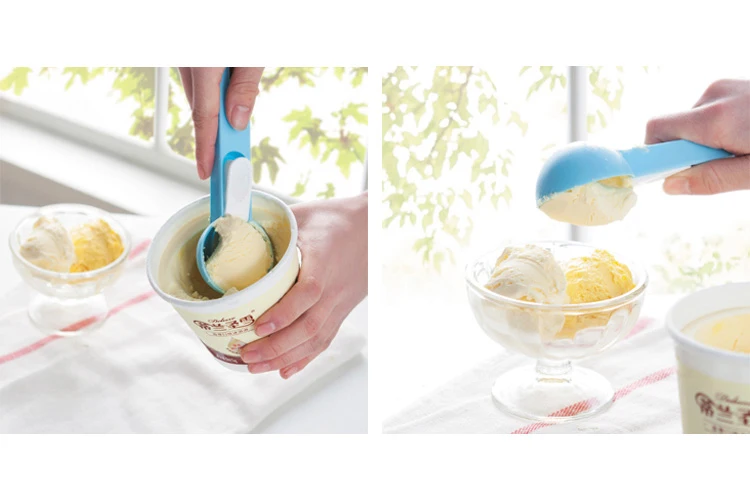 Зеленая экологически безопасная ложка для мороженого шарики арбуза мяса