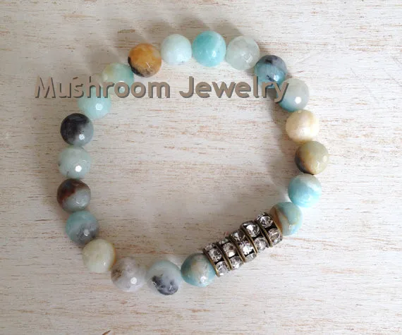 Женский браслет с камнями Amazonite|Браслеты шармами| |