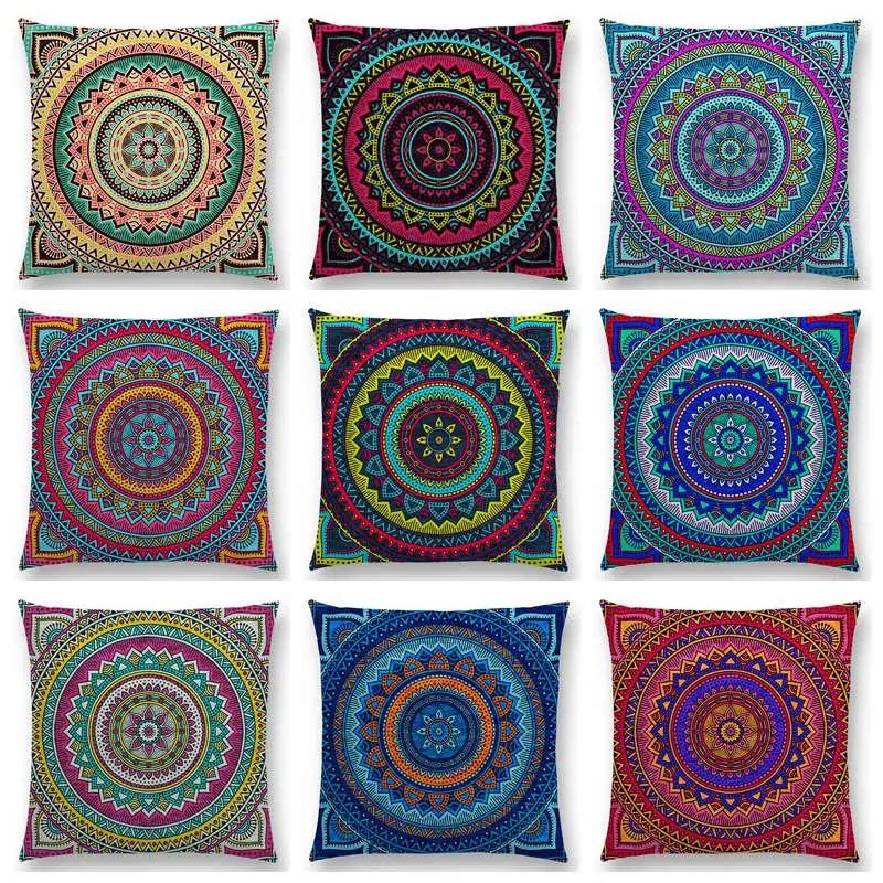 Хиппи Мандала в богемном стиле радуги с цветочным рисунком Диван Подушка Чехол