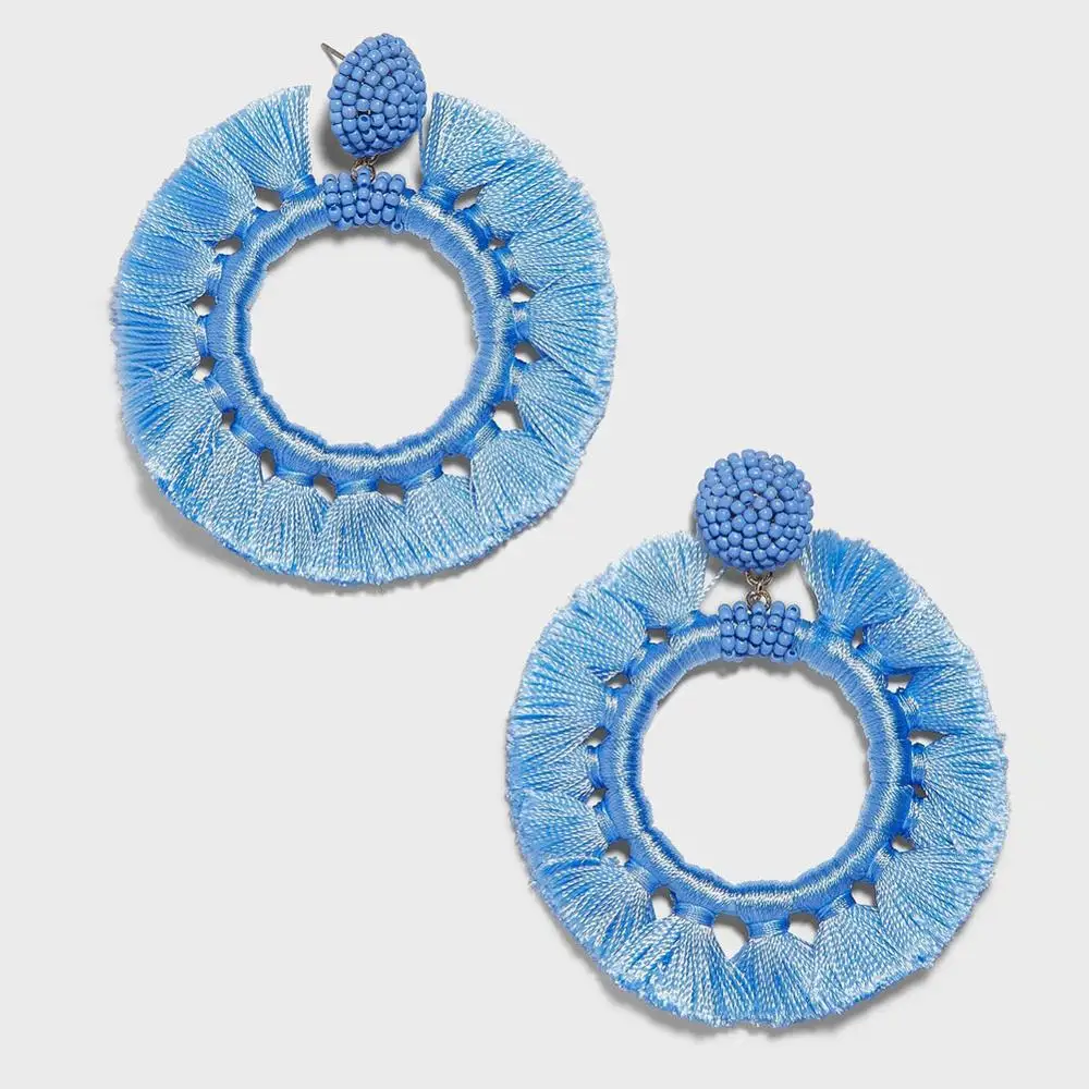 Серьги с бахромой в этническом стиле Girlgo Boho, большие кисточки,, ручная работа, большие бусины, массивные серьги, вечерние Висячие висячие серьги, подарок - Окраска металла: Style 15