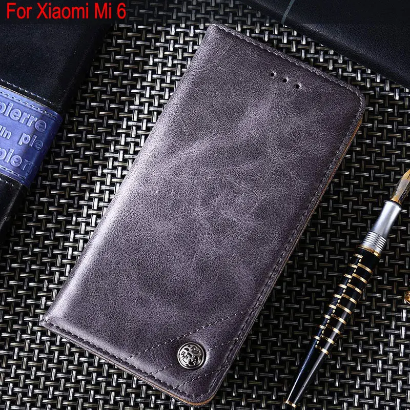 Чехол для Xiaomi mi 6, Роскошный кожаный флип-чехол с подставкой и отделением для карт, винтажный деловой чехол s для Xiaomi mi 6 mi 6, без магнитов