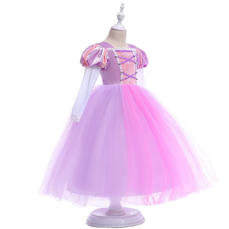 2018 детское осеннее запутанное платье Рапунцель бальные платья для девочек