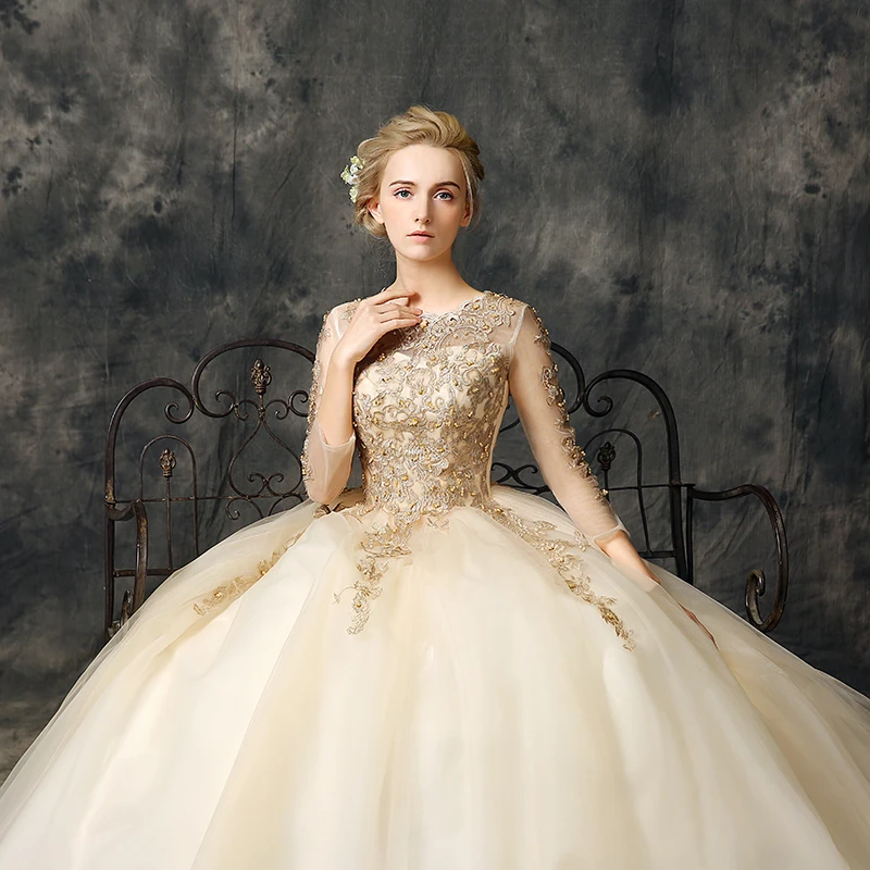 Ruthshen/Винтажные Платья De Debutantes 15 Anos светильник Champagne Puffy бальное платье с рукавами