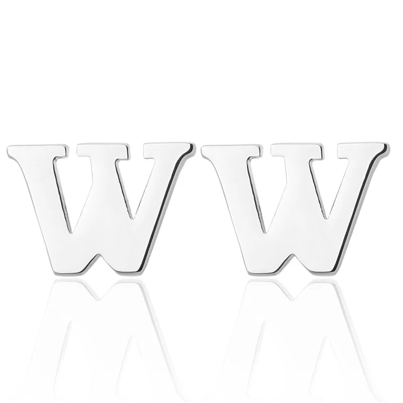 Пара высококачественных серебристых запонок с буквами W дизайнерские мужские