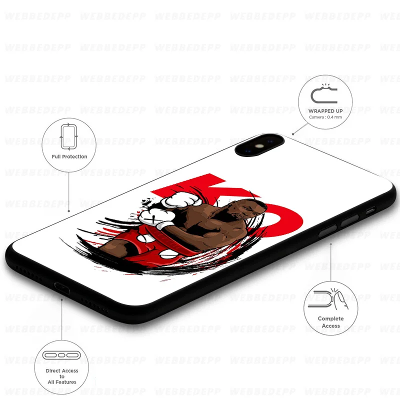 WEBBEDEPP Mike Tyson Boxing Soft Silicone Case for iPhone 11 Pro Xr Xs Max X or 10 8 7 6 6S Plus 5 5S SE |