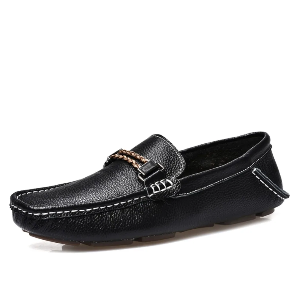 Shenn Новых людей Вскользь Кожаный Скольжения на Мокасины Обувь |