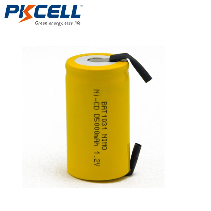 

3pcs PKCELL 1.2V Ni-Cd D Battery 5000mAh NiCD Rechargeable Batteries Flat Top with Tabs